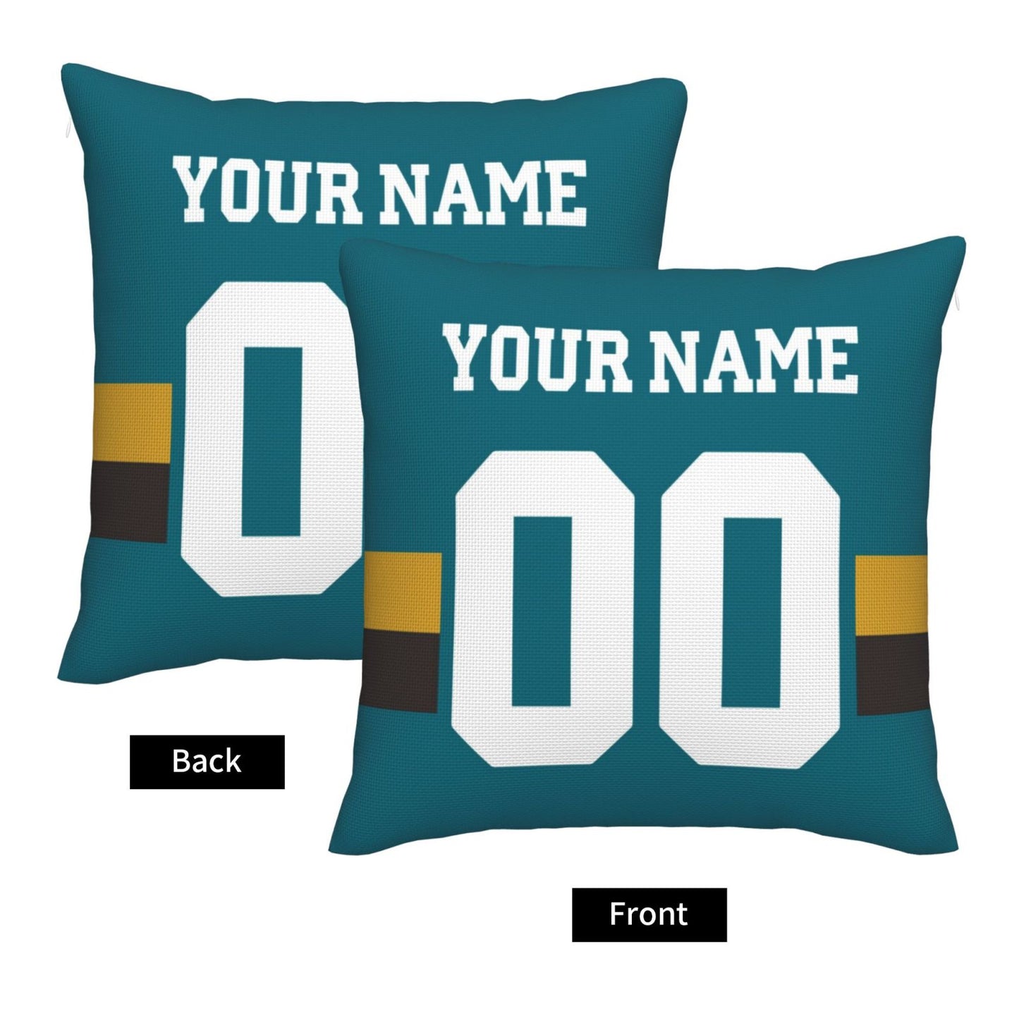 Customized Jacksonville Jaguars Football Team Decorative Throw Pillow Case Print Personalized Football Style Fans Letters & Number Teal Pillowcase Housewarming Gifts