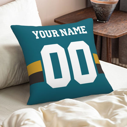 Customized Jacksonville Jaguars Football Team Decorative Throw Pillow Case Print Personalized Football Style Fans Letters & Number Teal Pillowcase Housewarming Gifts