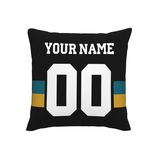 Customized Jacksonville Jaguars Football Team Decorative Throw Pillow Case Print Personalized Football Style Fans Letters & Number Black Pillowcase Housewarming Gifts