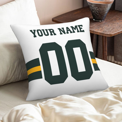 Customized Green Bay Packers Football Team Decorative Throw Pillow Case Print Personalized Football Style Fans Letters & Number White Pillowcase Birthday Gift