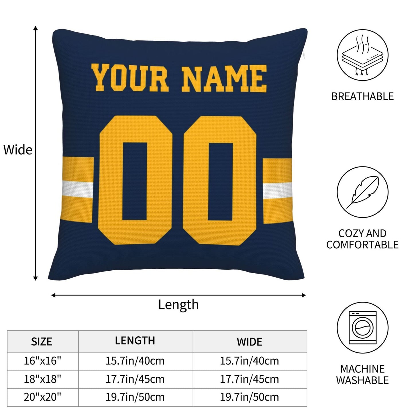 Customized Green Bay Packers Football Team Decorative Throw Pillow Case Print Personalized Football Style Fans Letters & Number Navy Pillowcase Birthday Gift