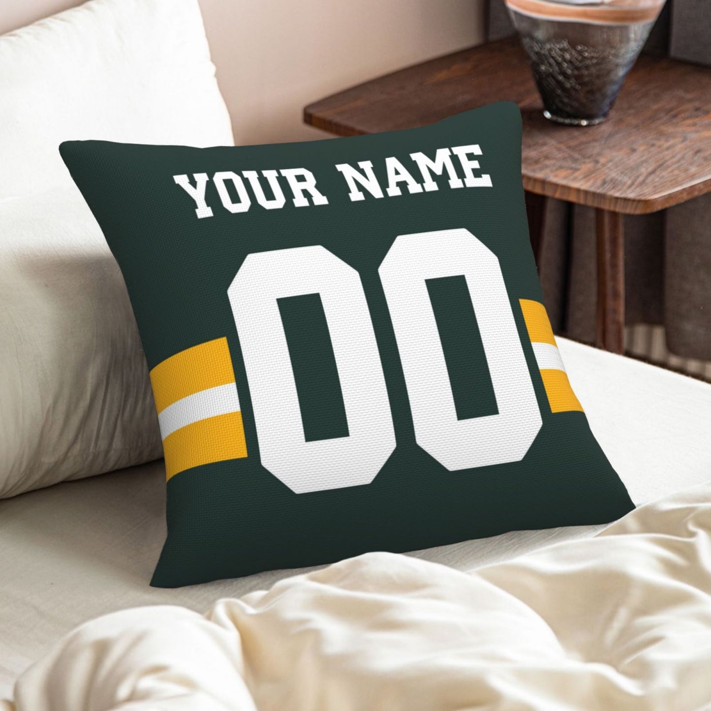 Customized Green Bay Packers Football Team Decorative Throw Pillow Case Print Personalized Football Style Fans Letters & Number Green Pillowcase Birthday Gift