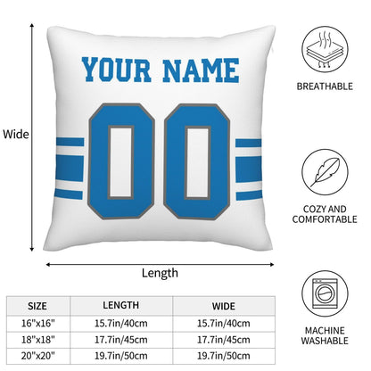 Customized Detroit Lions Football Team Decorative Throw Pillow Case Print Personalized Football Style Fans Letters & Number White Pillowcase Birthday Gift
