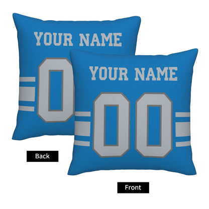 Customized Detroit Lions Football Team Decorative Throw Pillow Case Print Personalized Football Style Fans Letters & Number Blue Pillowcase Birthday Gift