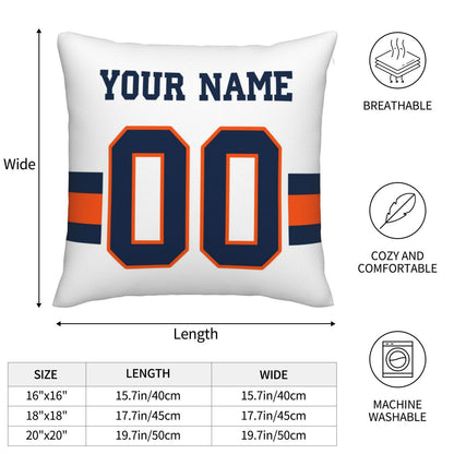 Customized Denver Broncos Football Team Decorative Throw Pillow Case Print Personalized Football Style Fans Letters & Number White Pillowcase Birthday Gift