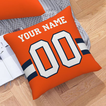 Customized Denver Broncos Football Team Decorative Throw Pillow Case Print Personalized Football Style Fans Letters & Number Orange Pillowcase Birthday Gift