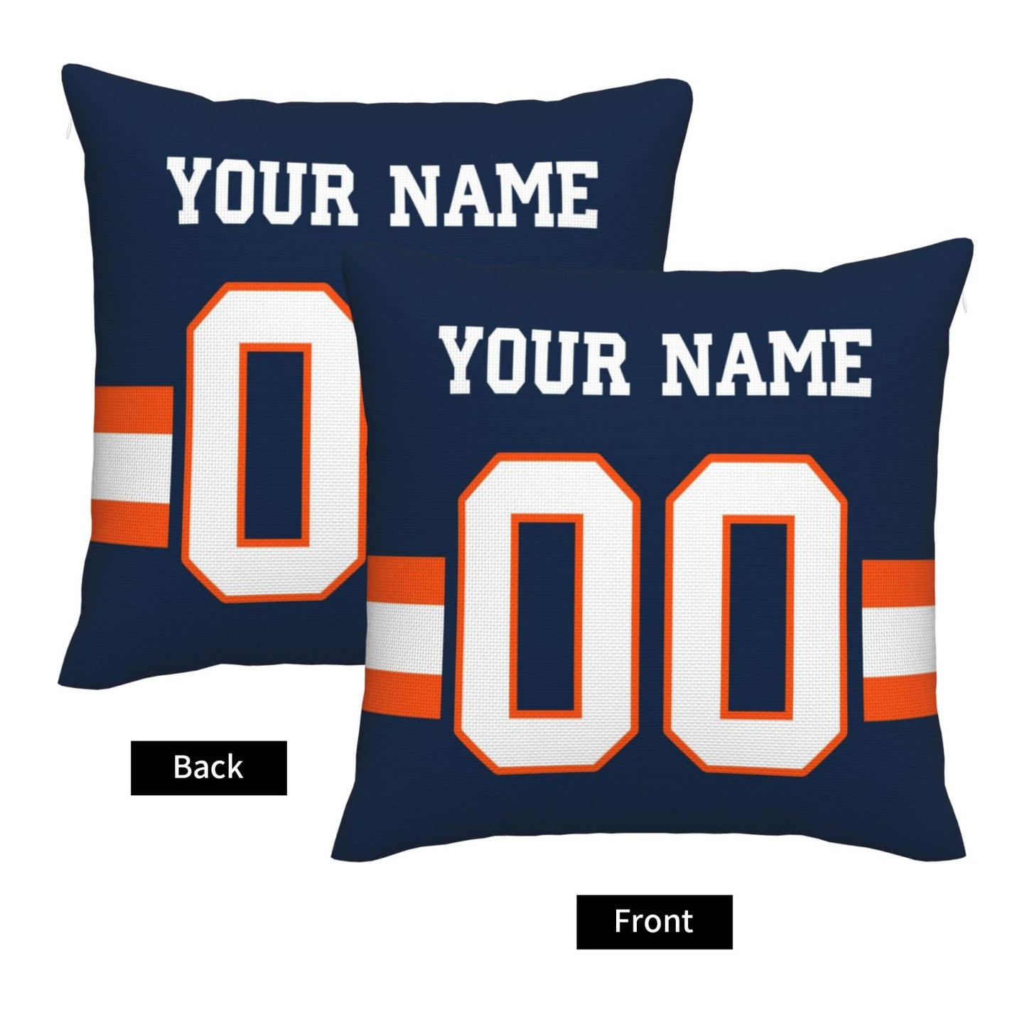 Customized Denver Broncos Football Team Decorative Throw Pillow Case Print Personalized Football Style Fans Letters & Number Navy Pillowcase Birthday Gift