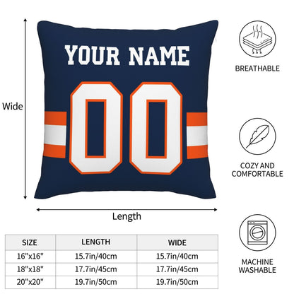 Customized Denver Broncos Football Team Decorative Throw Pillow Case Print Personalized Football Style Fans Letters & Number Navy Pillowcase Birthday Gift