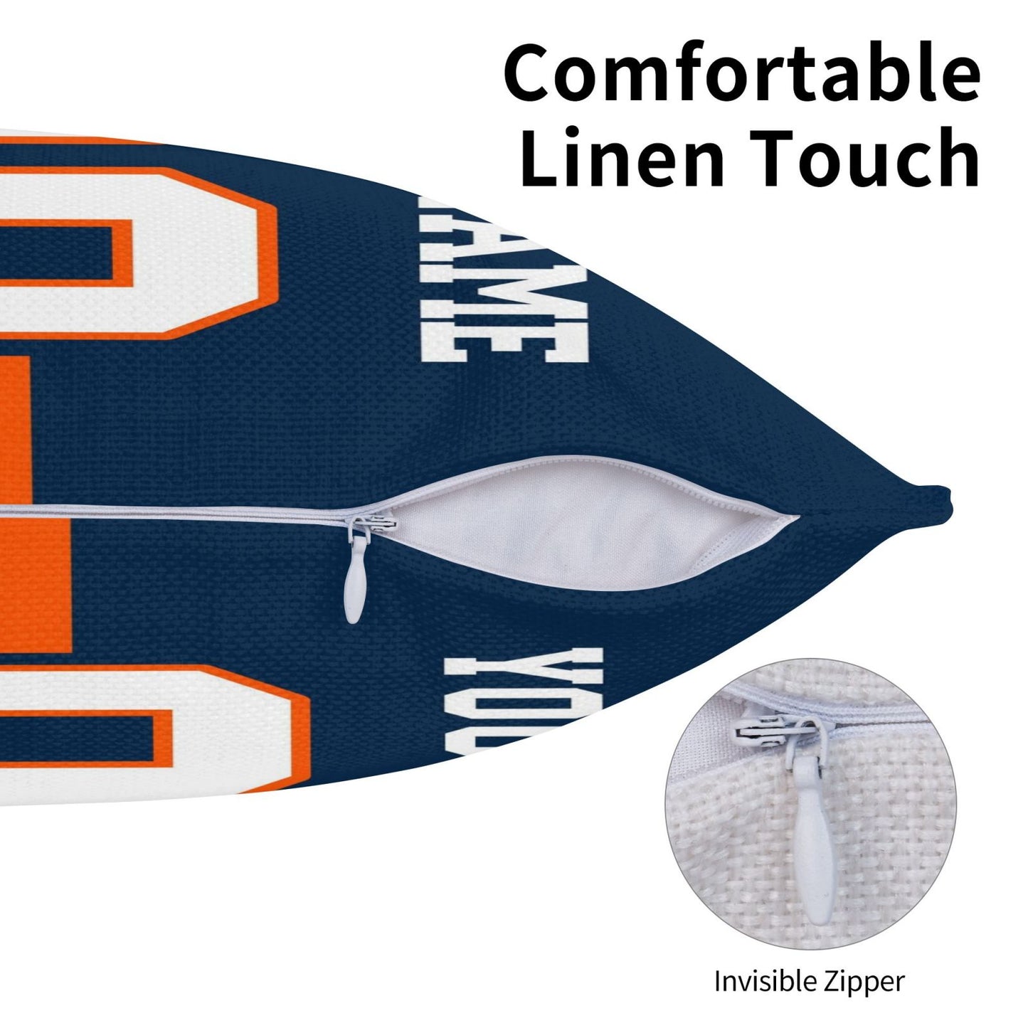 Customized Denver Broncos Football Team Decorative Throw Pillow Case Print Personalized Football Style Fans Letters & Number Navy Pillowcase Birthday Gift