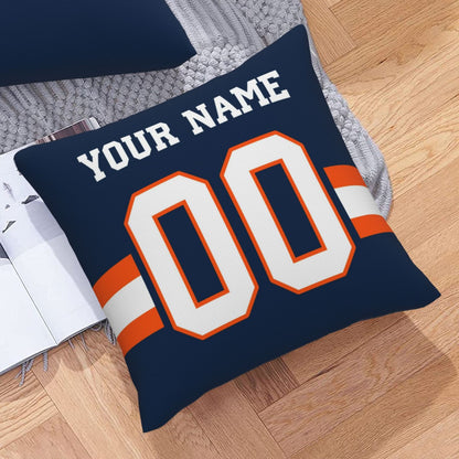 Customized Denver Broncos Football Team Decorative Throw Pillow Case Print Personalized Football Style Fans Letters & Number Navy Pillowcase Birthday Gift