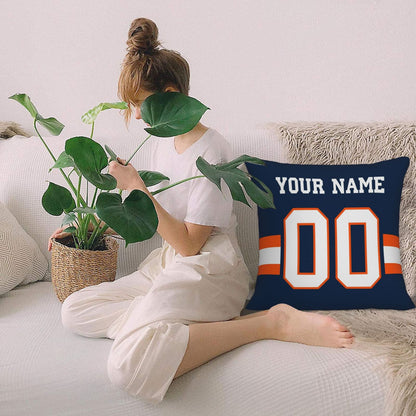 Customized Denver Broncos Football Team Decorative Throw Pillow Case Print Personalized Football Style Fans Letters & Number Navy Pillowcase Birthday Gift