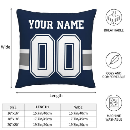 Customized Dallas Cowboys Football Team Decorative Throw Pillow Case Print Personalized Football Style Fans Letters & Number Navy Pillowcase Birthday Gift