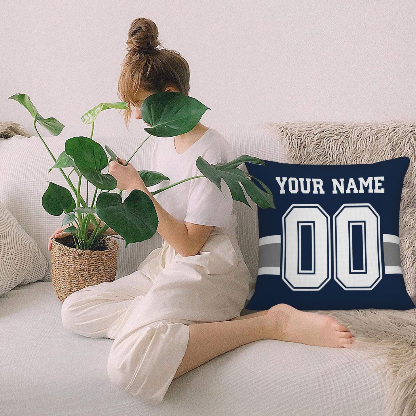 Customized Dallas Cowboys Football Team Decorative Throw Pillow Case Print Personalized Football Style Fans Letters & Number Navy Pillowcase Birthday Gift