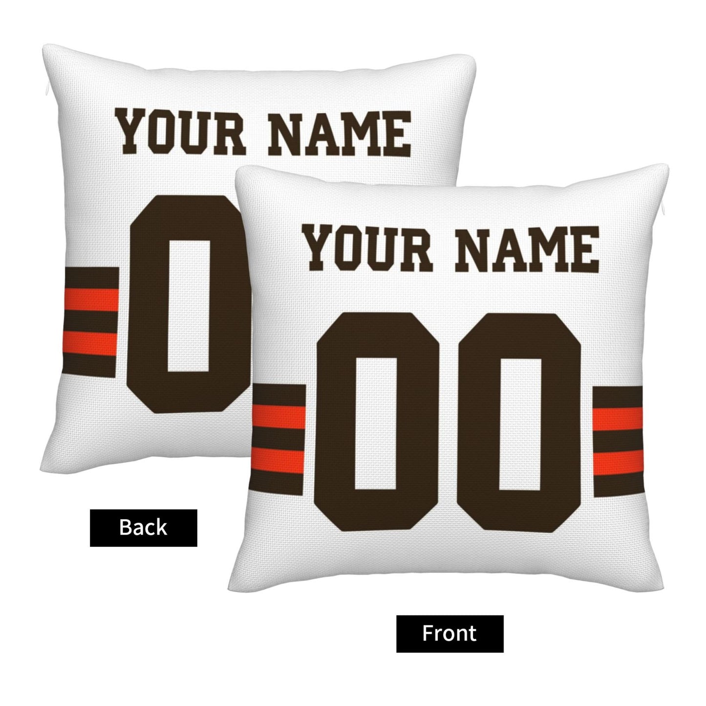 Customized Cleveland Browns Football Team Decorative Throw Pillow Case Print Personalized Football Style Fans Letters & Number White Pillowcase Birthday Gift