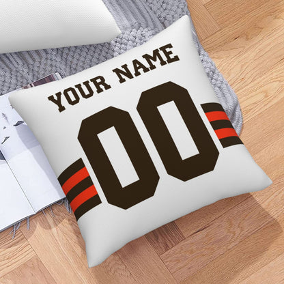 Customized Cleveland Browns Football Team Decorative Throw Pillow Case Print Personalized Football Style Fans Letters & Number White Pillowcase Birthday Gift