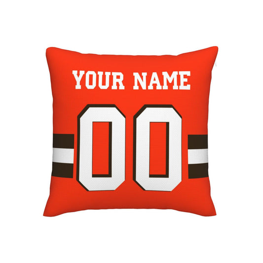 Customized Cleveland Browns Football Team Decorative Throw Pillow Case Print Personalized Football Style Fans Letters & Number Orange Pillowcase Birthday Gift