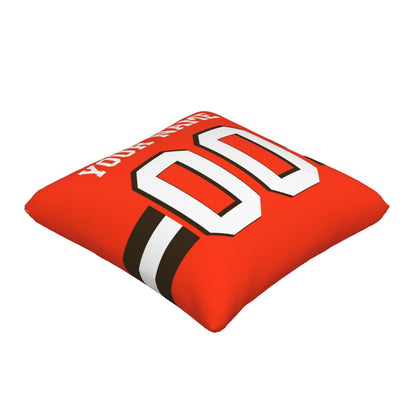 Customized Cleveland Browns Football Team Decorative Throw Pillow Case Print Personalized Football Style Fans Letters & Number Orange Pillowcase Birthday Gift