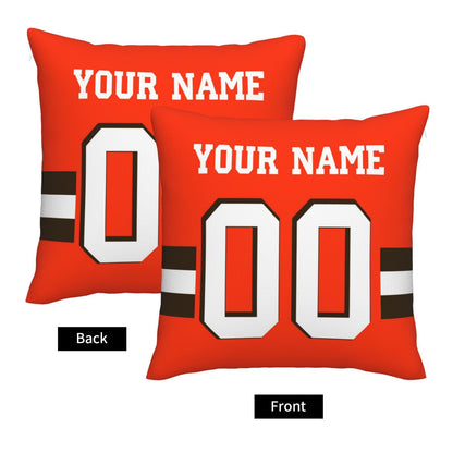 Customized Cleveland Browns Football Team Decorative Throw Pillow Case Print Personalized Football Style Fans Letters & Number Orange Pillowcase Birthday Gift