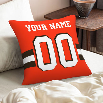 Customized Cleveland Browns Football Team Decorative Throw Pillow Case Print Personalized Football Style Fans Letters & Number Orange Pillowcase Birthday Gift