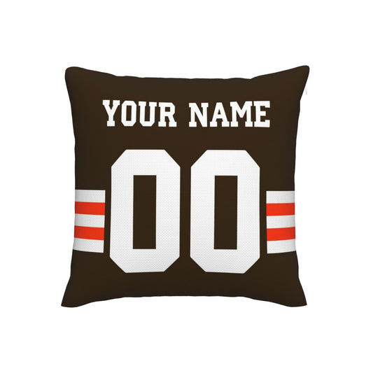 Customized Cleveland Browns Football Team Decorative Throw Pillow Case Print Personalized Football Style Fans Letters & Number Brown Pillowcase Birthday Gift