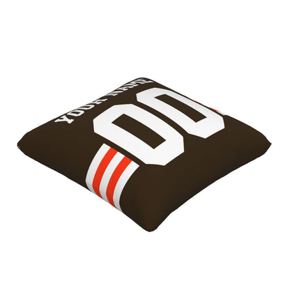 Customized Cleveland Browns Football Team Decorative Throw Pillow Case Print Personalized Football Style Fans Letters & Number Brown Pillowcase Birthday Gift