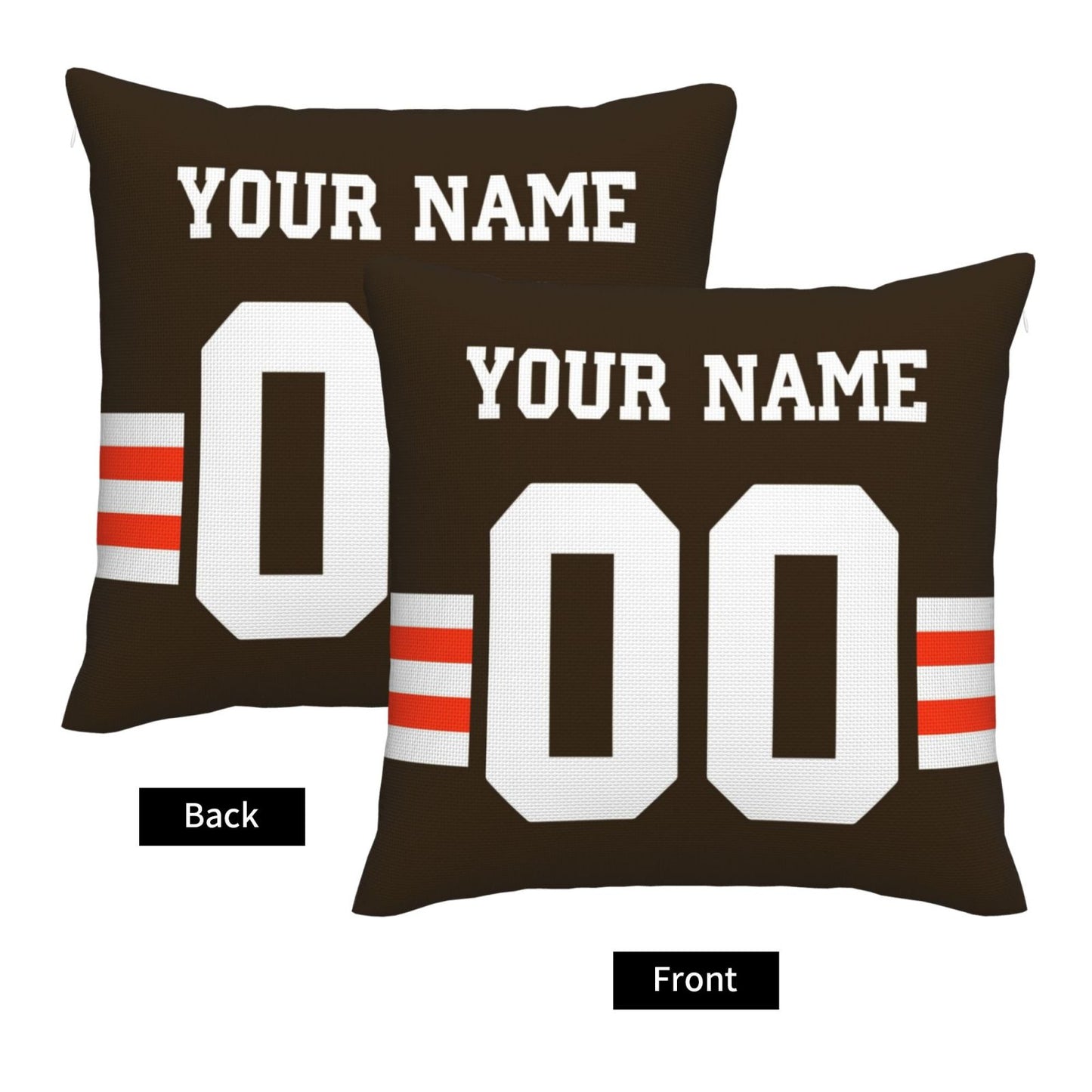 Customized Cleveland Browns Football Team Decorative Throw Pillow Case Print Personalized Football Style Fans Letters & Number Brown Pillowcase Birthday Gift