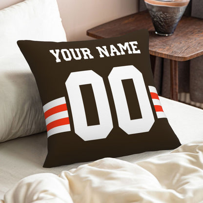 Customized Cleveland Browns Football Team Decorative Throw Pillow Case Print Personalized Football Style Fans Letters & Number Brown Pillowcase Birthday Gift