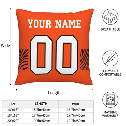 Customized Cincinnati Bengals Letters Decorative Pillows Case Custom Game Pillowcase Name Number Block Print Square Art Deco Throw Pillow