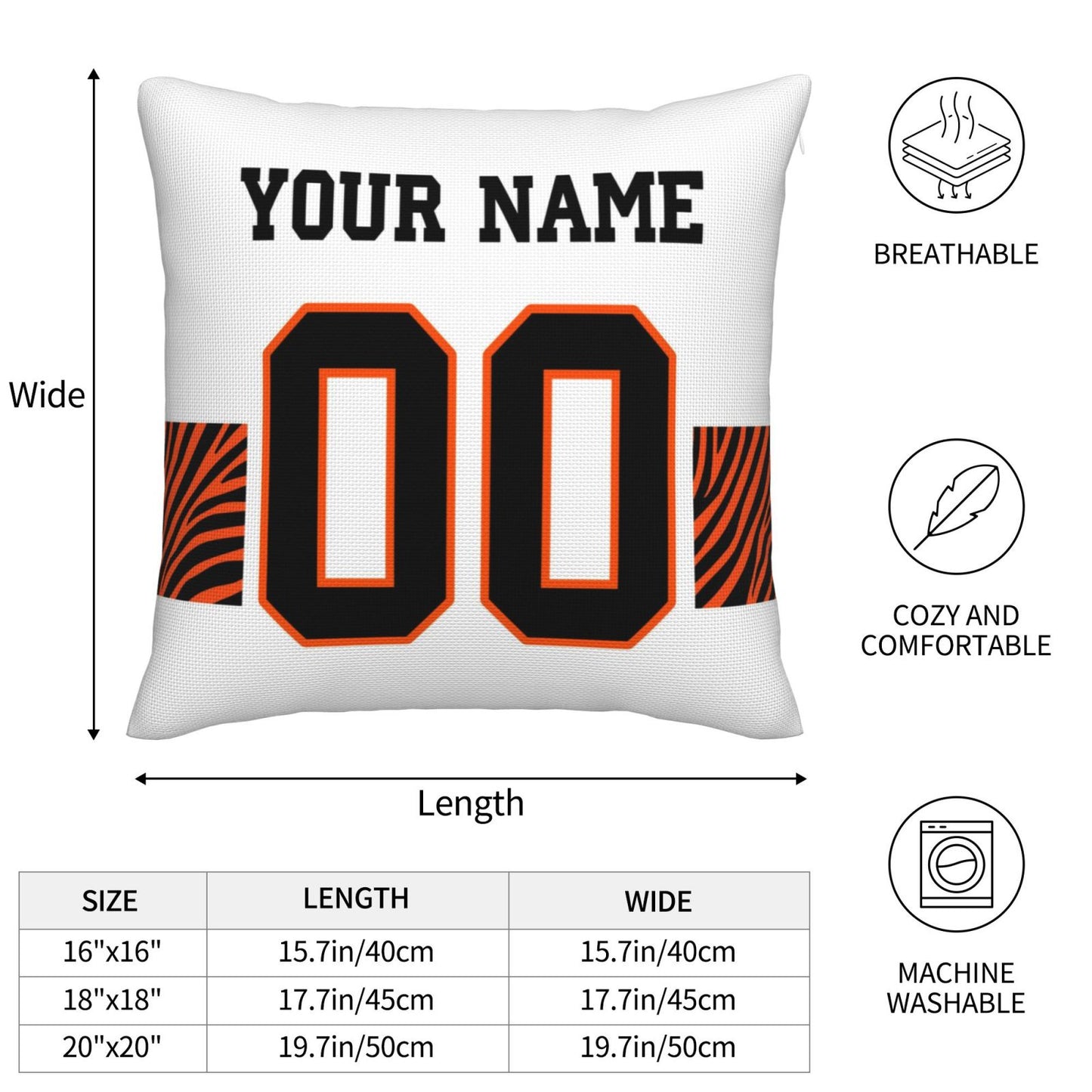 Customized Cincinnati Bengals Football Team Decorative Throw Pillow Case Print Personalized Football Style Fans Letters & Number Pillowcase Birthday Gift