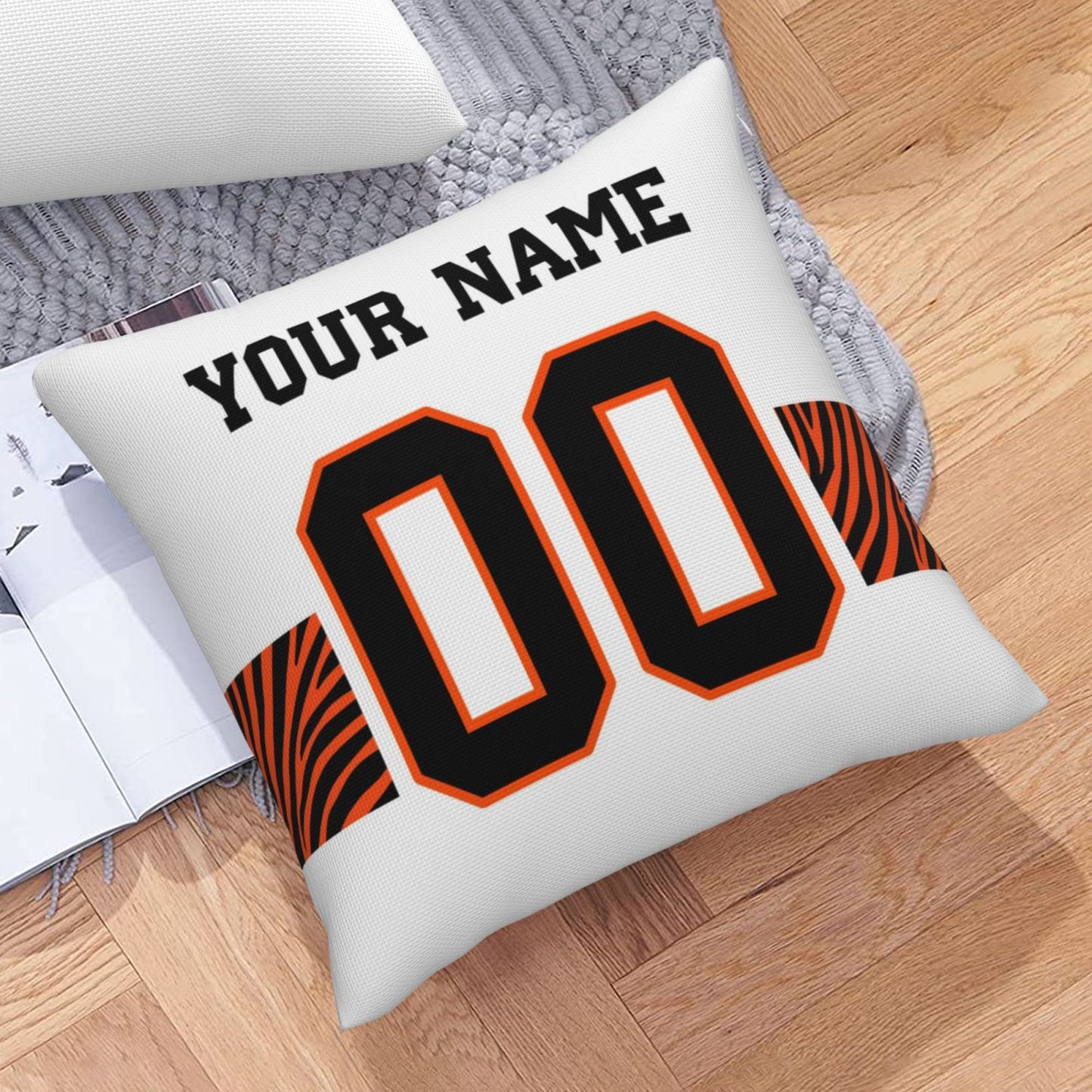 Customized Cincinnati Bengals Football Team Decorative Throw Pillow Case Print Personalized Football Style Fans Letters & Number Pillowcase Birthday Gift