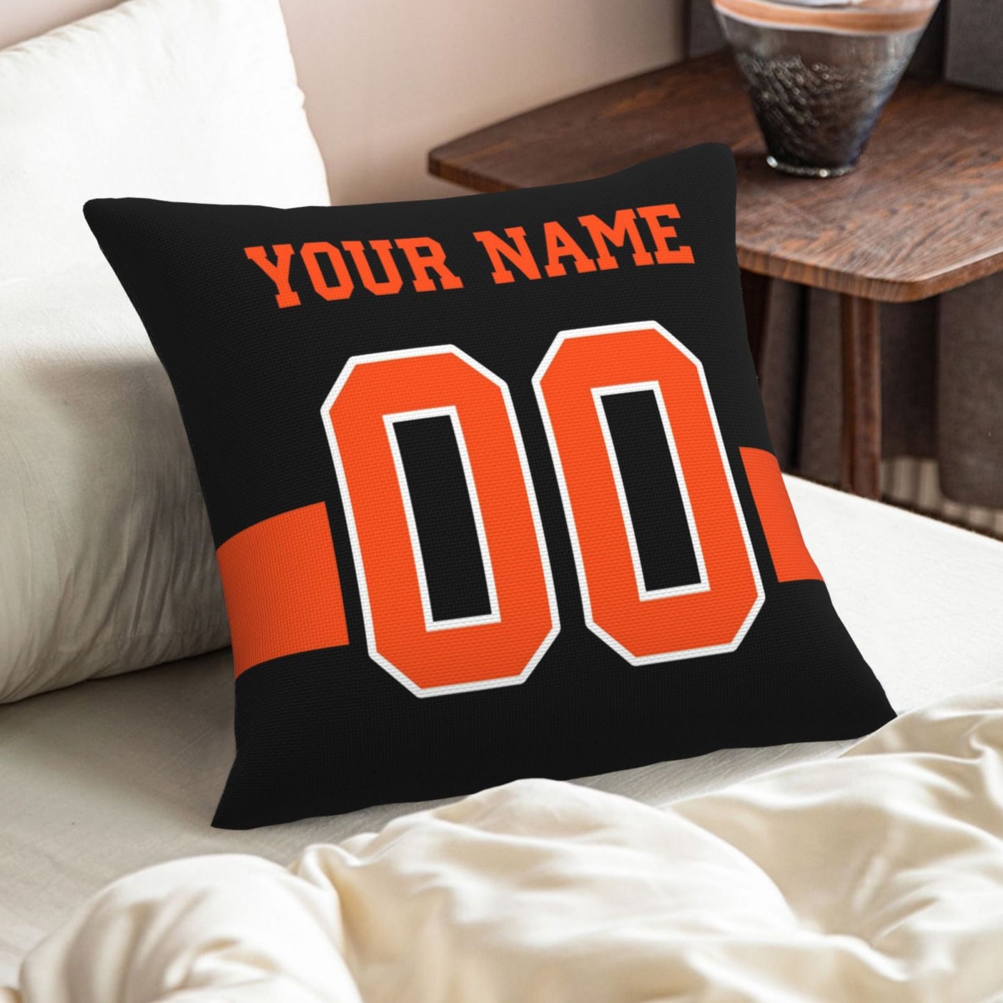 Customized Cincinnati Bengals Letters Decorative Pillows Case Custom Game Pillowcase Name Number Block Print Square Art Deco Throw Pillow