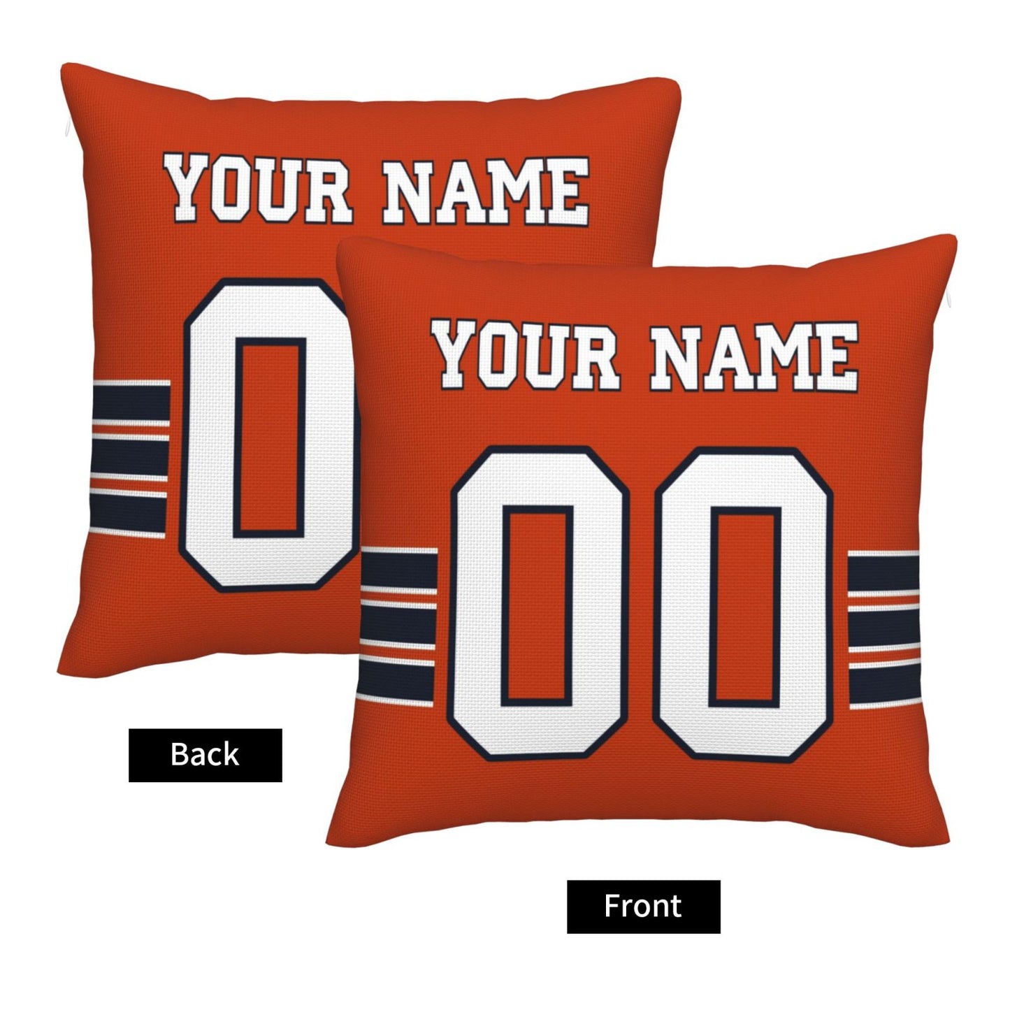 Customized Chicago Bears Letters Decorative Pillows Case Custom Game Pillowcase Name Number Block Print Square Art Deco Orange Throw Pillow