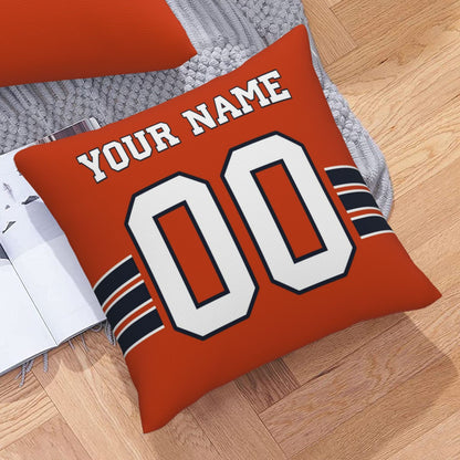 Customized Chicago Bears Letters Decorative Pillows Case Custom Game Pillowcase Name Number Block Print Square Art Deco Orange Throw Pillow