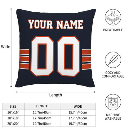 Customized Chicago Bears Football Team Decorative Throw Pillow Case Print Personalized Football Style Fans Letters & Number Navy Pillowcase Birthday Gift