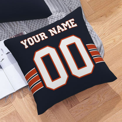 Customized Chicago Bears Football Team Decorative Throw Pillow Case Print Personalized Football Style Fans Letters & Number Navy Pillowcase Birthday Gift