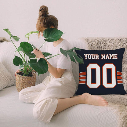 Customized Chicago Bears Football Team Decorative Throw Pillow Case Print Personalized Football Style Fans Letters & Number Navy Pillowcase Birthday Gift