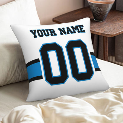 Customized Carolina Panthers Letters Decorative Pillows Case Custom Game Pillowcase Name Number Block Print Square Art Deco White Throw Pillow