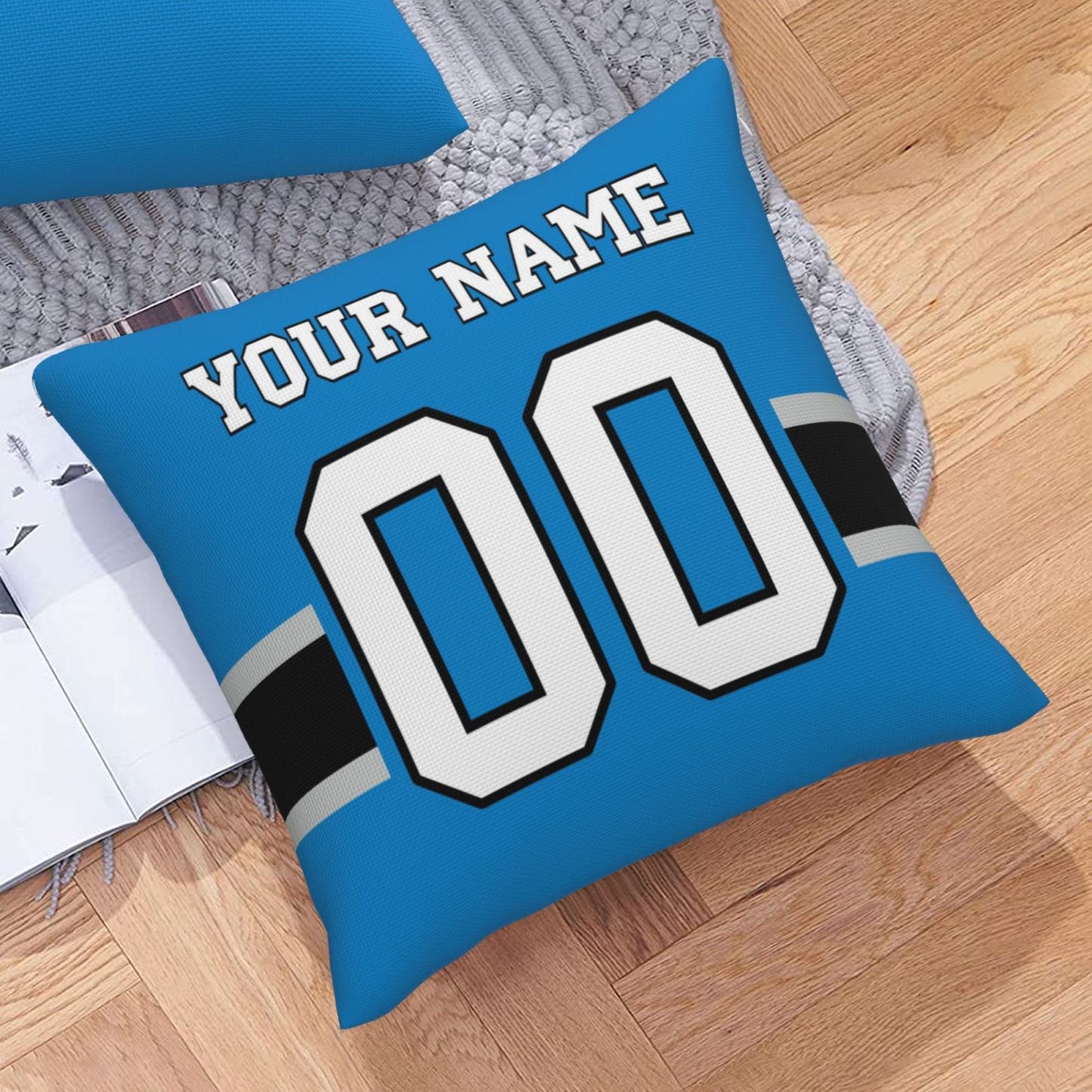 Customized Carolina Panthers Football Team Decorative Throw Pillow Case Print Personalized Football Style Fans Letters & Number Blue Pillowcase Birthday Gift