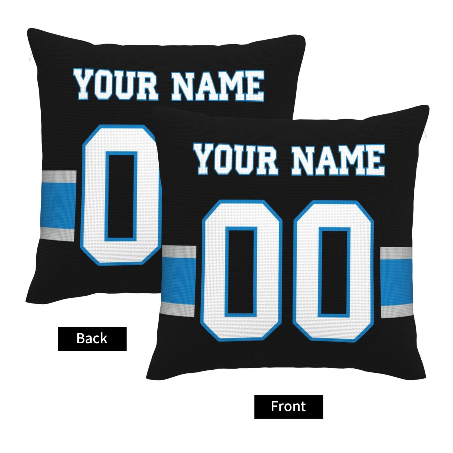 Customized Carolina Panthers Football Team Decorative Throw Pillow Case Print Personalized Football Style Fans Letters & Number Black Pillowcase Birthday Gift