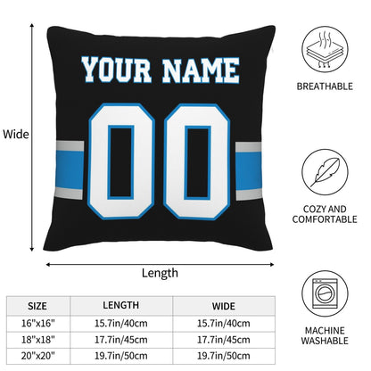 Customized Carolina Panthers Football Team Decorative Throw Pillow Case Print Personalized Football Style Fans Letters & Number Black Pillowcase Birthday Gift