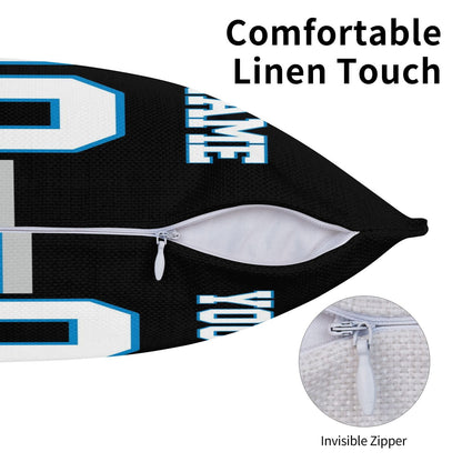 Customized Carolina Panthers Football Team Decorative Throw Pillow Case Print Personalized Football Style Fans Letters & Number Black Pillowcase Birthday Gift