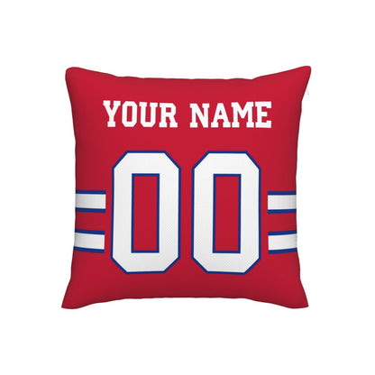 Customized Red Buffalo Bills Football Team Decorative Throw Pillow Case Print Personalized Football Style Fans Letters & Number Birthday Gift