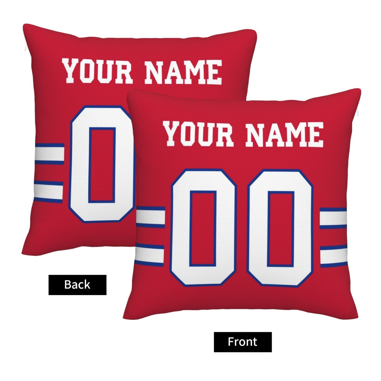 Customized Red Buffalo Bills Football Team Decorative Throw Pillow Case Print Personalized Football Style Fans Letters & Number Birthday Gift