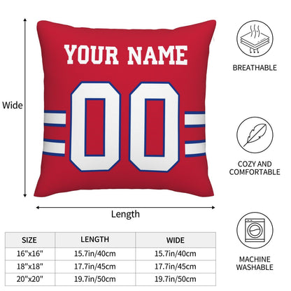 Customized Red Buffalo Bills Football Team Decorative Throw Pillow Case Print Personalized Football Style Fans Letters & Number Birthday Gift