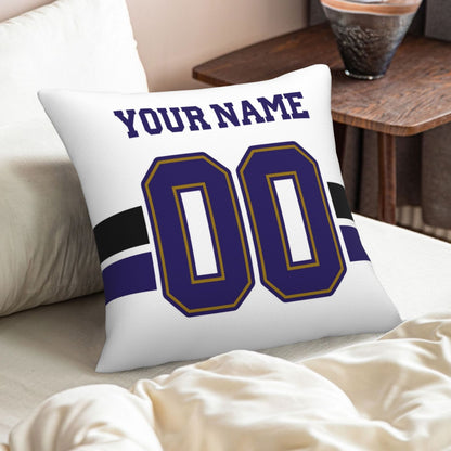 Custom White Baltimore Ravens Football Team Decorative Throw Pillow Case Print Personalized Football Style Fans Letters & Number Birthday Gift