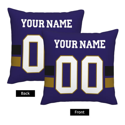 Custom Purple Baltimore Ravens Football Team Decorative Throw Pillow Case Print Personalized Football Style Fans Letters & Number Birthday Gift