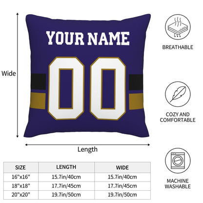 Custom Purple Baltimore Ravens Football Team Decorative Throw Pillow Case Print Personalized Football Style Fans Letters & Number Birthday Gift