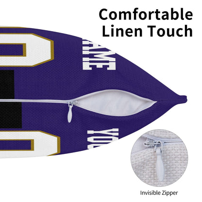Custom Purple Baltimore Ravens Football Team Decorative Throw Pillow Case Print Personalized Football Style Fans Letters & Number Birthday Gift