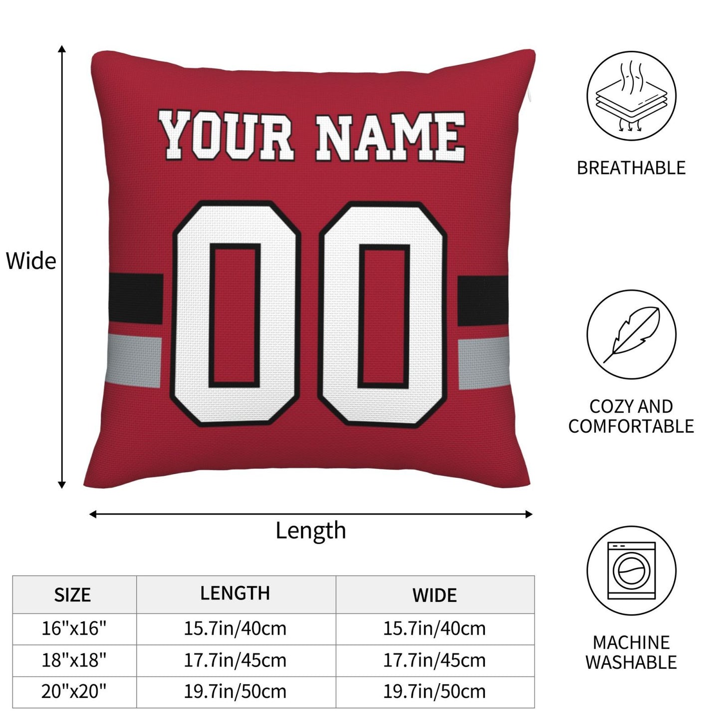 Atlanta Falcons Football Team Decorative Throw Pillow Case Print Personalized Football Style Fans Letters & Number Black Pillowcase Birthday Gift