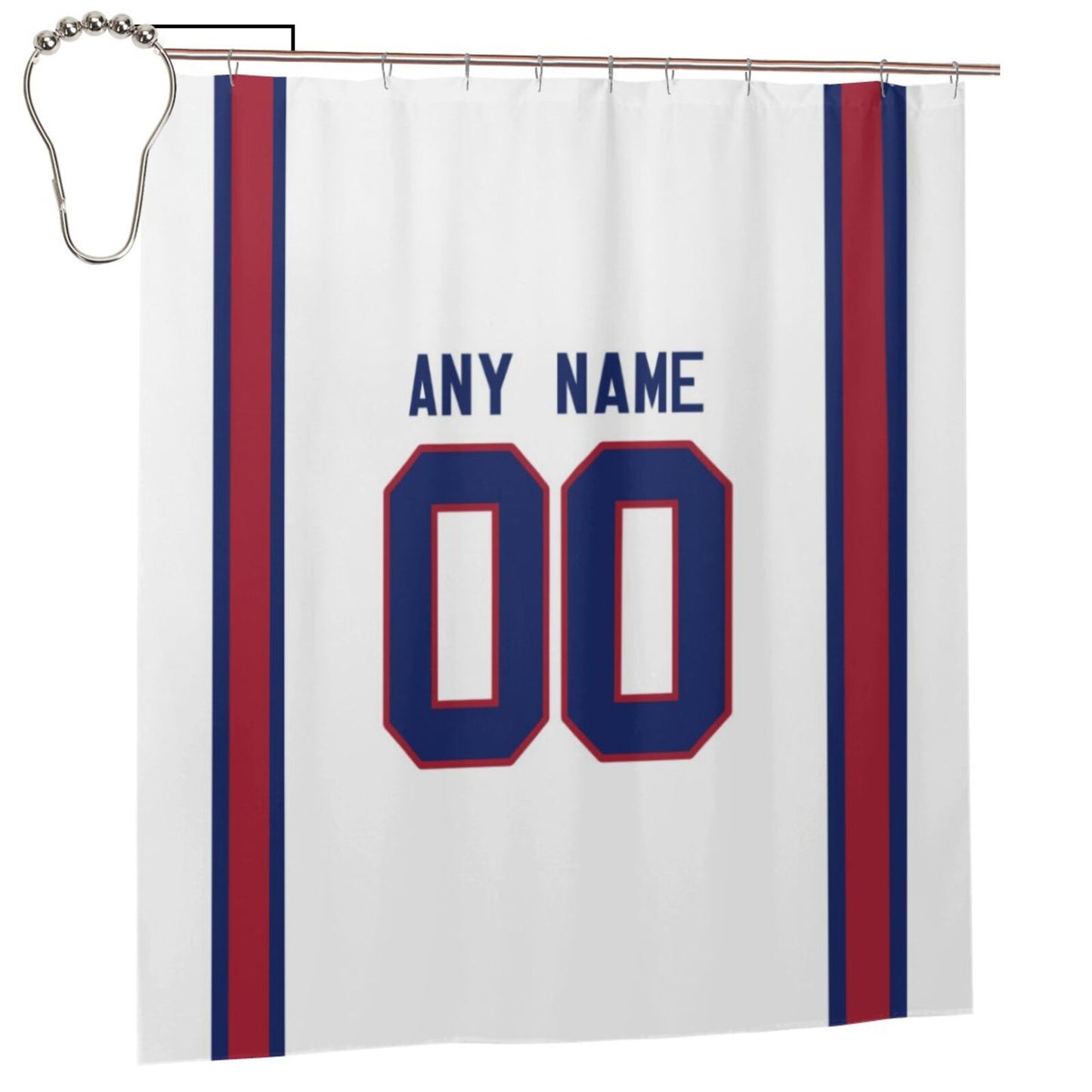 Custom Football New York Giants style personalized shower curtain custom design name and number set of 12 shower curtain hooks Rings